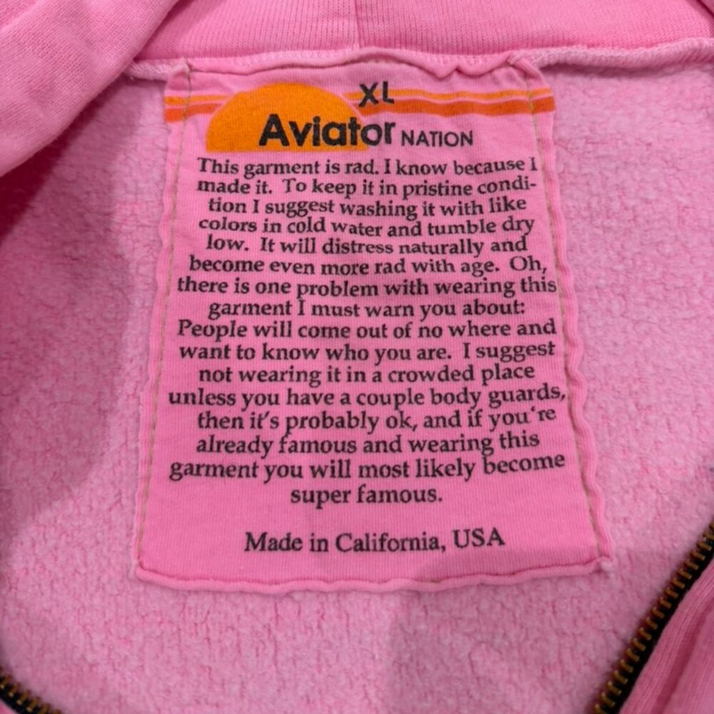 Aviator Nation Pink Hoodie with Rainbow Logo - Picture 7 of 7